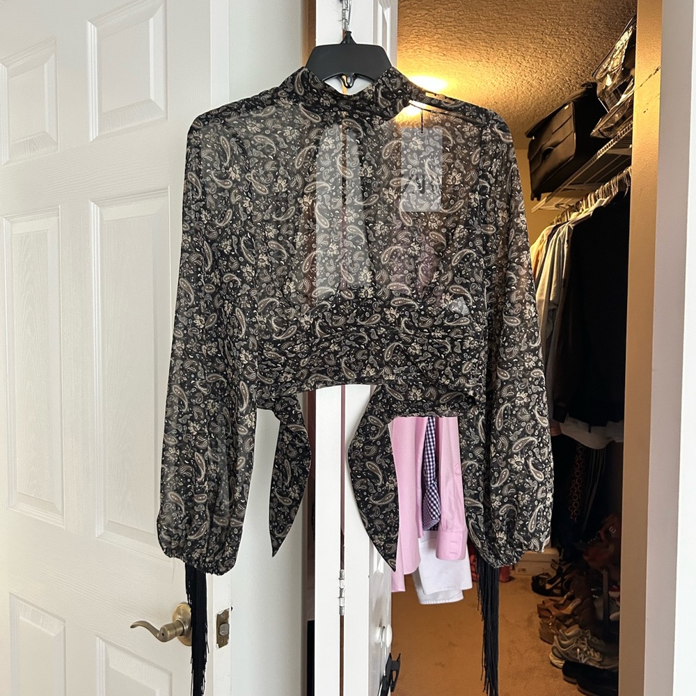 Zara Black Paisley Blouse